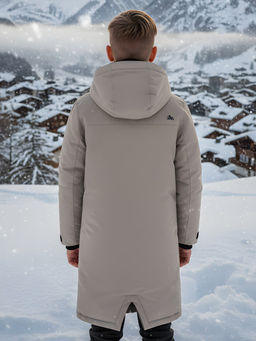 Парка зимняя подростковая для мальчика с капюшоном бежевого цвета 9539B - Mtforce фото 2