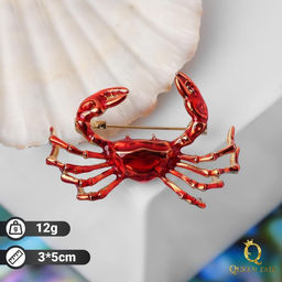 Брошь «Краб», красная в золоте