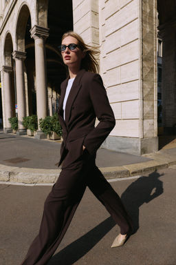 STRAIGHT-LEG DARTED TROUSERS