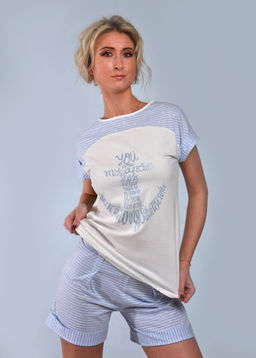 Комплект с шортами МОРЯЧКА (голубой №10) печать с эффектом мерцания - Ивановская трикотажная компания фото 3