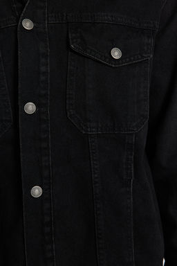 TRENDYOL MAN Siyah %100 Pamuk Regular Fit Orme Kapusonlu Denim Ceket TMNAW23CE00019 - Trendyolmilla фото 4