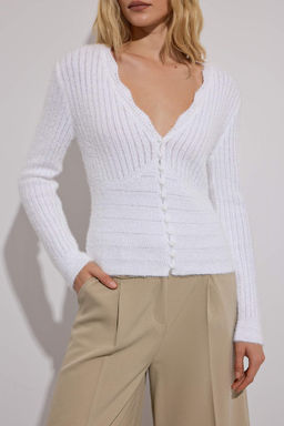 Limited Edition Ekru Yumusak Dokulu Crop Triko H?rka TWOAW26HI00244 - Trendyolmilla фото 3