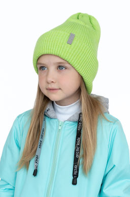 Шапка вязаная яркосалатовая