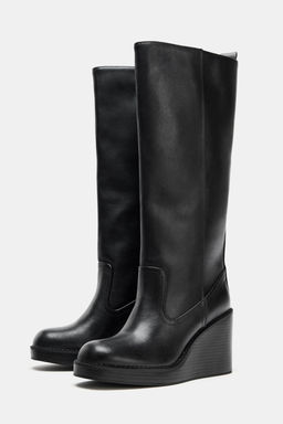 LEATHER WATER-REPELLENT WEDGE BOOTS - Zara фото 2