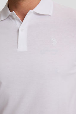 Erkek Beyaz Regular Fit Polo Yaka Basic Ti__rt
