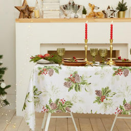 Скатерть новогодняя Доляна Шишкин лес 145*300 см, 100% п/э