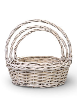 Корзина плетёная для хранения, лоза, белая, набор 3 шт.