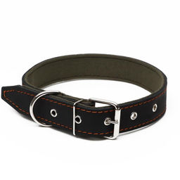 Ошейник комбинированный кожа/брезент, 69 х 3,5 см, ОШ 45-60 см, чёрный - Пижон фото 2
