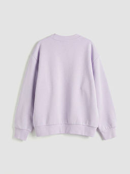 Stitch Bask?l? K?z ?ocuk Kal?n Sweatshirt