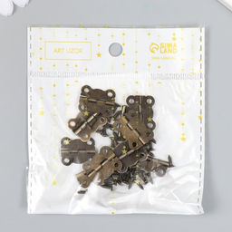 Цена за 2 шт. Петля накладная фигурная угол открывания 180 градусов + гвозд. набор 10 шт 2х1,7 см