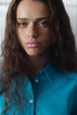 CAMISA ENTALLADA TAFET?N / Azul el?ctrico - Zara фото 5