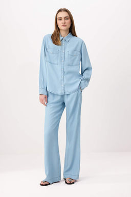 Mavi Oversize/Genis Kesim More Sustainable %100 Tencel Gomlek TWOSS26GO00119