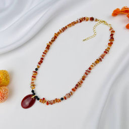 Колье из Сердолика и Обсидиана 45 см +