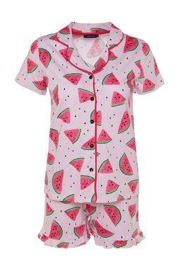 Trendyolmilla Pembe %100 Pamuklu Karpuz Desenli F?rf?rl? Sortlu Orme Pijama Tak?m? THMSS21PT0670 фото 15