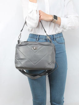 Сумка женская искусственная кожа FR-5059-L, 2отд, плечевой ремень, серый SALE 258398 - Adelia фото 10