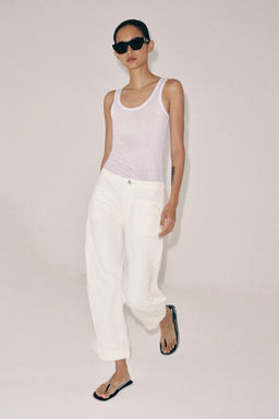 PANTAL?N DENIM BARREL BOLSILLOS ZW COLLECTION / Blanco - Zara фото 15