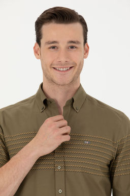 Мужская рубашка цвета хаки с длинным рукавом - U.s. polo assn фото 23