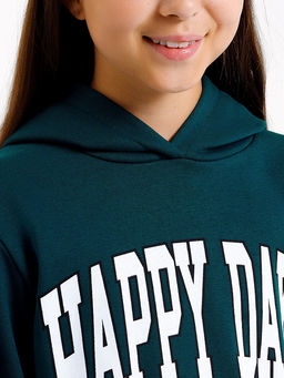 Комплект для девочек (худи, брюки) в зеленом оттенке с печатью - Mark formelle фото 4