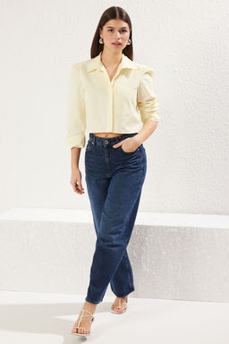 Sar? Crop Regular Normal Kal?p Dokuma Gomlek TWOSS23GO00117