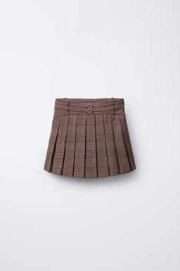 CHECK BERMUDA SKIRT WITH DOUBLE BELT