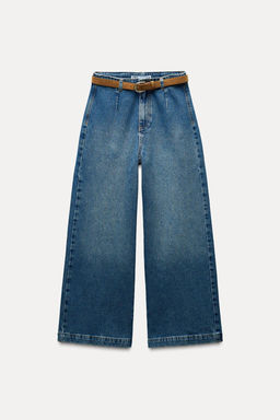 Z1975 WIDE-LEG CROPPED HIGH-WAIST BELTED JEANS - Zara фото 5