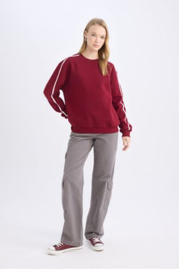 Gabardin Pantolon Straight Fit Kargo Cepli Normal Bel Duz Paca