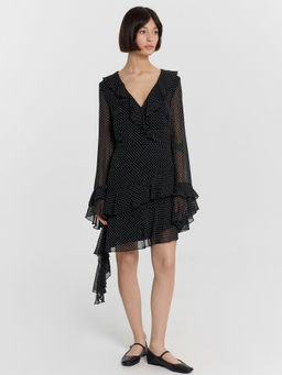 Платье женское черное в горошек