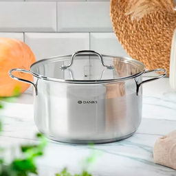 Кастрюля нержавеющая сталь 6.1 л крышка стекло Нолан GS-01363-24CA индукция (480208) /DANIKS/