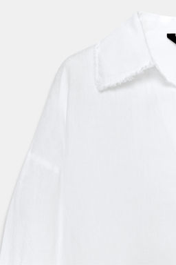 CAMISA DESFLECADA CON LINO ZW COLLECTION / Blanco - Zara фото 7