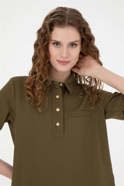 Женское трикотажное платье цвета хаки - U.s. polo assn фото 3