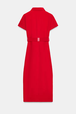 VESTIDO MIDI CINTUR?N / Rojo - Zara фото 8