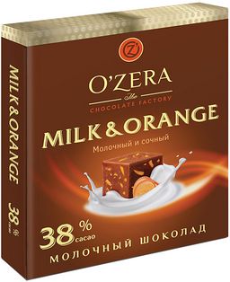 OZera, шоколад молочный Milk & Orange, 90 г