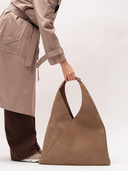 Замшевая сумка Luna DBR 31373 серо-коричневый  фото 5