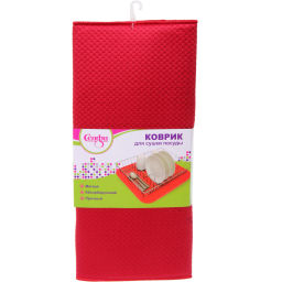 Коврик для сушки посуды 38*50см "Комфорт" красный