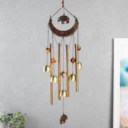 Музыка ветра «Ожерелье и слон», 4 трубки 5 колокольчиков, 54 см