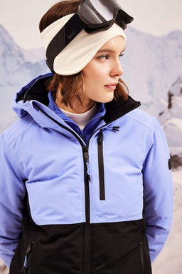 Водоотталкивающее лыжное пальто стандартного кроя DeFactoFit с капюшоном и флисовой подкладкой фото 3