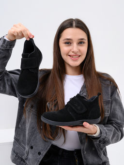 Ботинки женские демисезонные черные 209.NATAbl.Черная замша/Шерсть