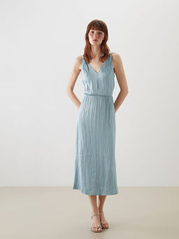 V Yaka Ask?l? Saten Elbise