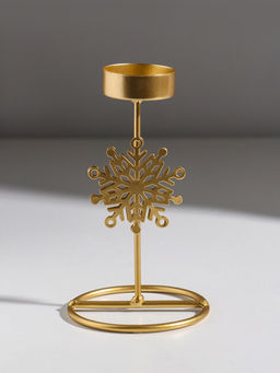 Подсвечник на 1 свечу «Снежинка», металл под золото, d=4.5 см, 8.5×8.5×16 см