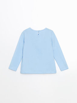 Bisiklet Yaka Elsa Bask?l? K?z ?ocuk Ti??rt 2li