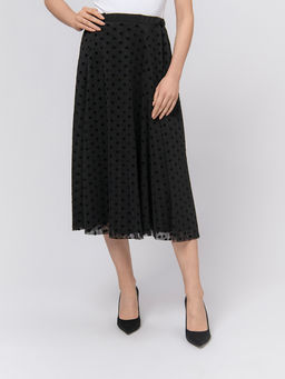 Юбка черного цвета длины миди двухслойная