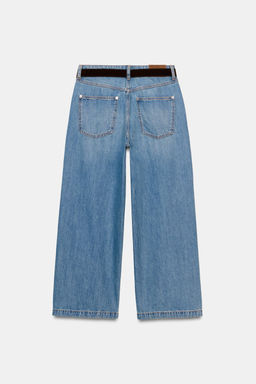 Z.08 BELTED WIDE-LEG CROPPED JEANS - Zara фото 7