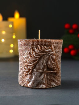 Декоративная свеча новогодняя «Лошадь Бохо», 70×75 мм, лак, коричневый