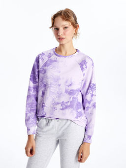 Bisiklet Yaka Batik Desenli Kad?n Kal?n Sweatshirt