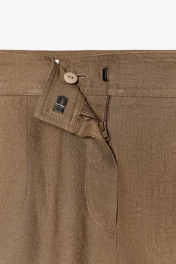 LINEN BLEND PLEATED BERMUDA SHORTS - Zara фото 8