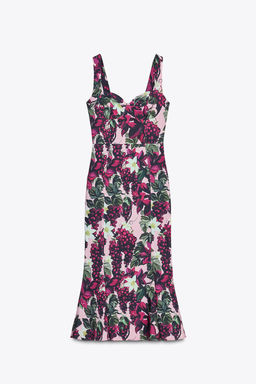 FLORAL GODET DRESS - Zara фото 8