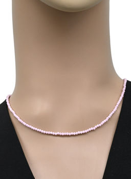 Бусы чокер из мелких граненых бусин фианита шарик 2мм цв.розовый, 40см