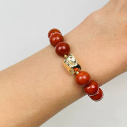 Браслет из кирпичной Яшмы со вставкой