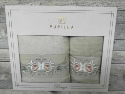 Набор полотенец Pupilla EVA хлопок (2 шт) (50*90,70*140) цветы на ветке бежевый