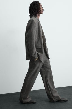 HERRINGBONE TEXTURED SUIT TROUSERS WITH WOOL - Zara фото 6
